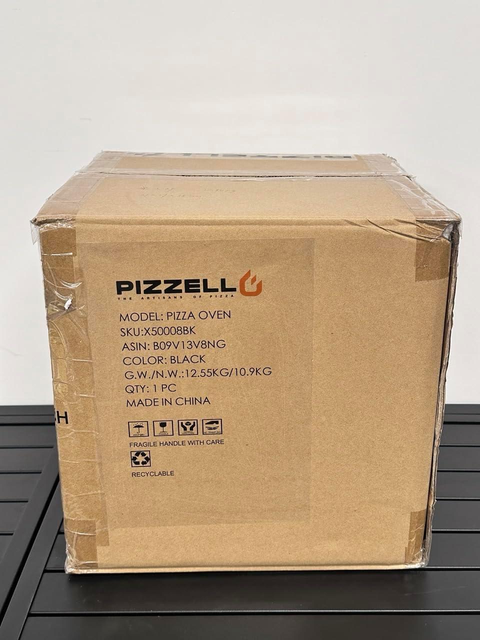 12 in. Outdoor Wood Fired Pizza Oven 2-Layer Pizza Maker Outside Pizza Grill for Backyard Parties, Black