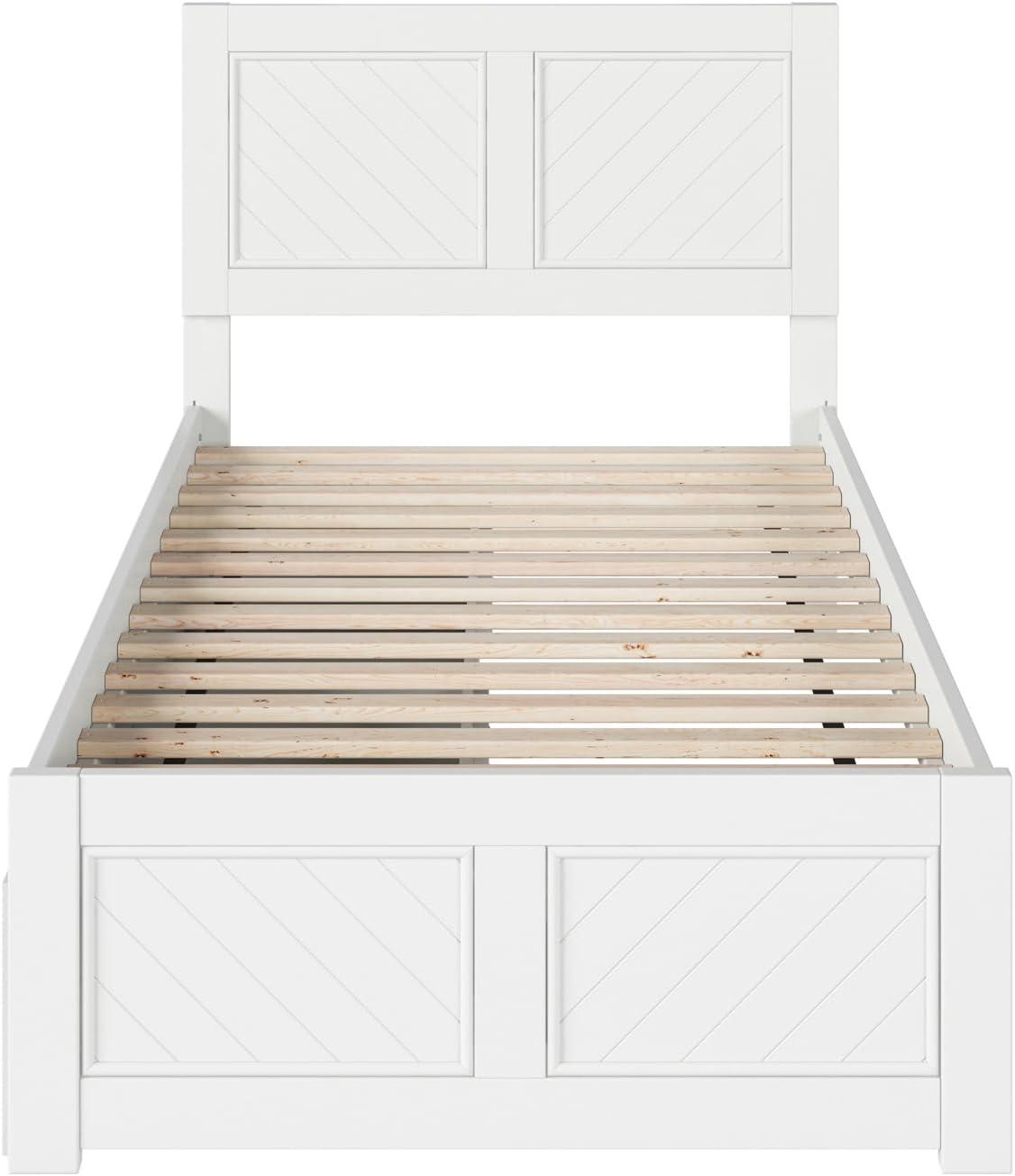 AFI Canyon White Solid Wood Platform Bed with Matching Footboard & Storage Drawers, King