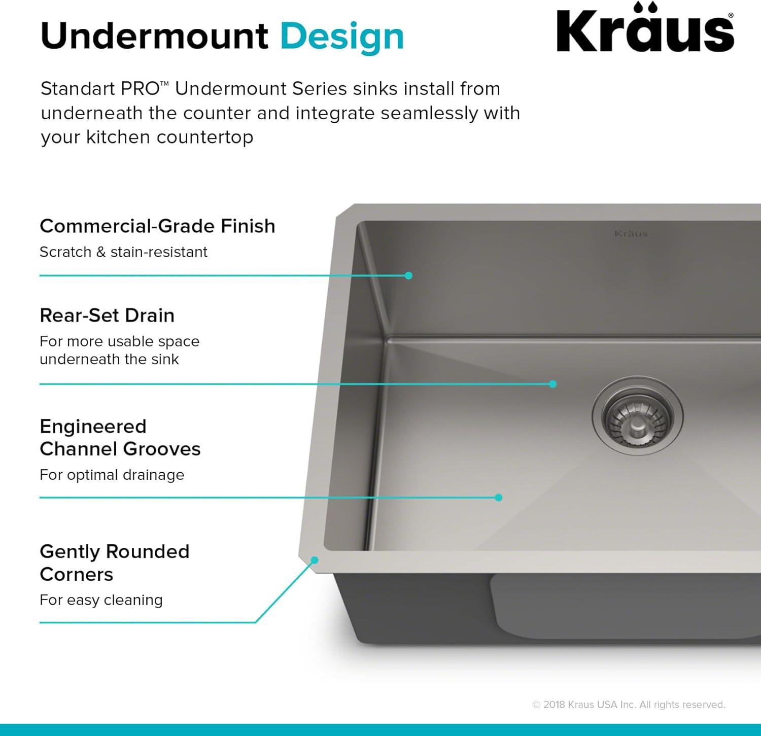 28-Inch Stainless Steel Undermount Single Bowl Kitchen Sink