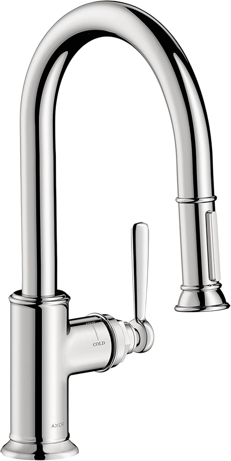 Chrome Brass Pull-Down Kitchen Faucet with Spray