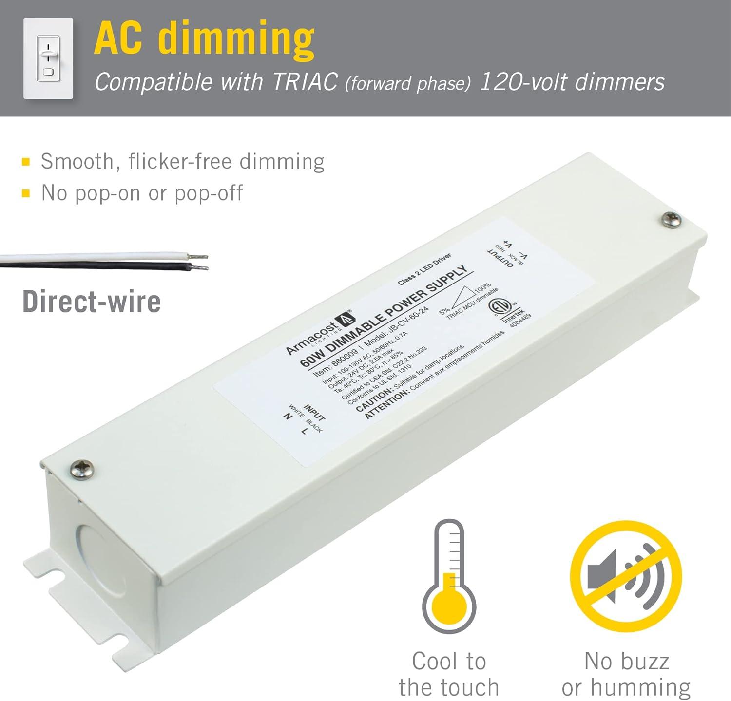 60W Dimmable LED Driver with Enclosure 24V DC Electronic Transformer