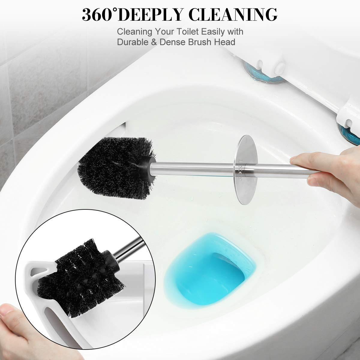 Toilet Brush and Holder, 2 Pack Toilet Brush with 304 Stainless Steel Long Handle, Toilet Bowl Brush for Bathroom Toilet-Ergonomic, Elegant,Durable (Bronze)