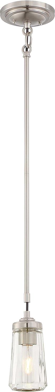 Minka Lavery Poleis Brushed Nickel With Clear Pendant Light