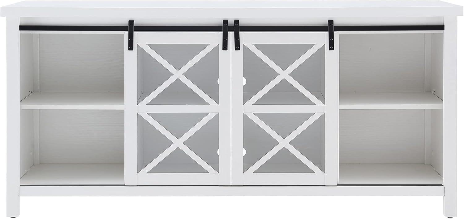 Evelyn&Zoe Clementine Rectangular TV Stand for TV's up to 75", Black Grain
