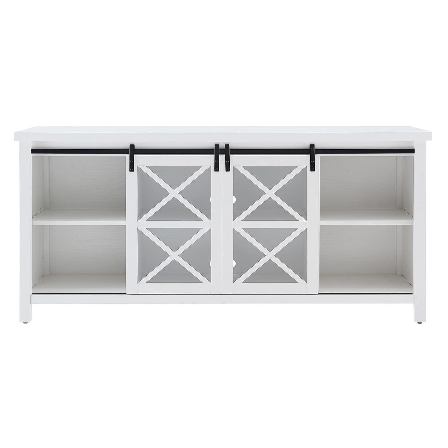 Evelyn&Zoe Clementine Rectangular TV Stand for TV's up to 75", Black Grain