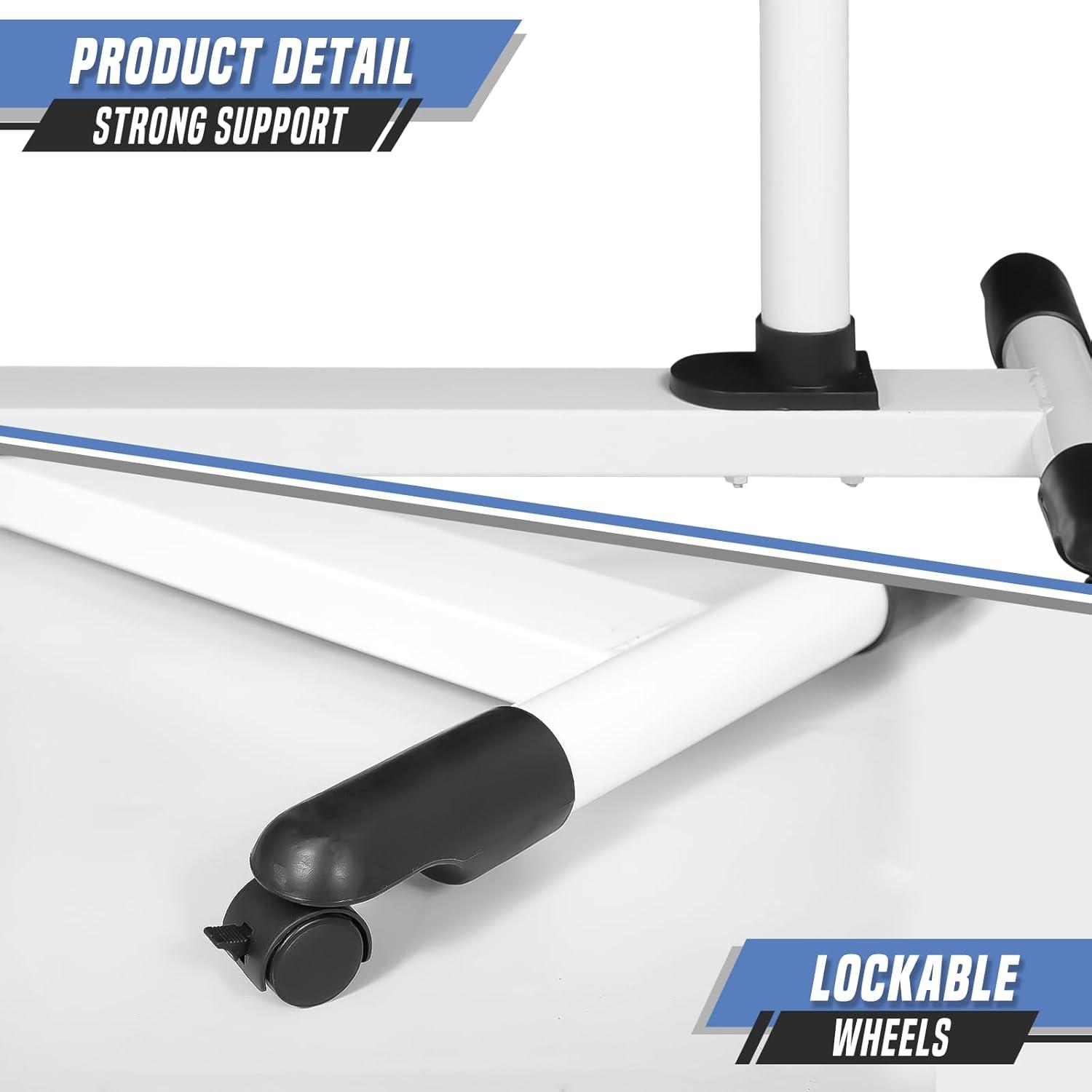 MoNiBloom Mobile Computer Desk, Adjustable Height Standing Table, Laptop Desk Rolling Sit-Stand with Wheels