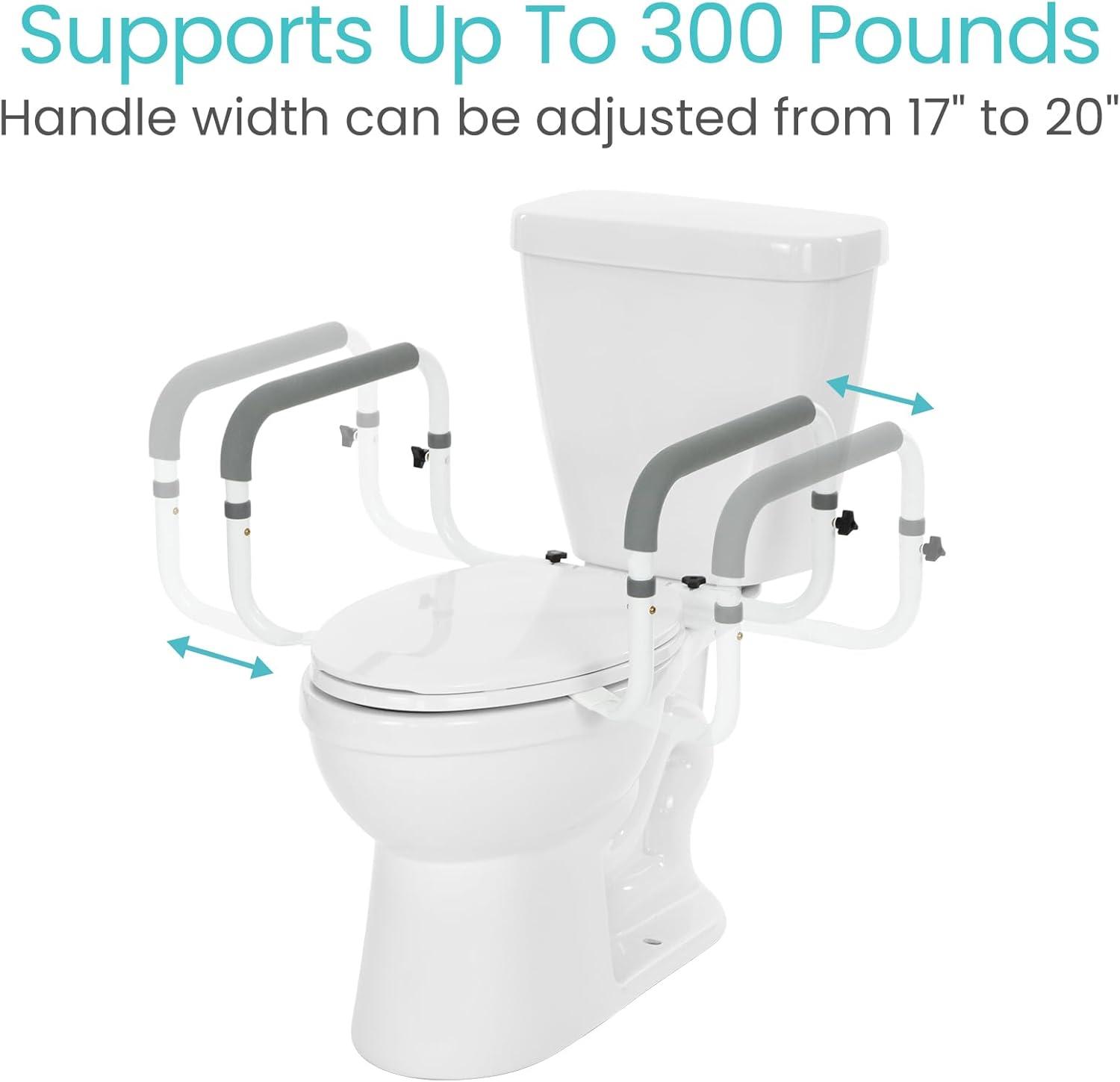 Vive Adjustable Compact Toilet Rail - Adjustable Grab Bar, Compact Support Frame with Handrail for Bathroom Toilet Seat, Weight Capacity 300lbs