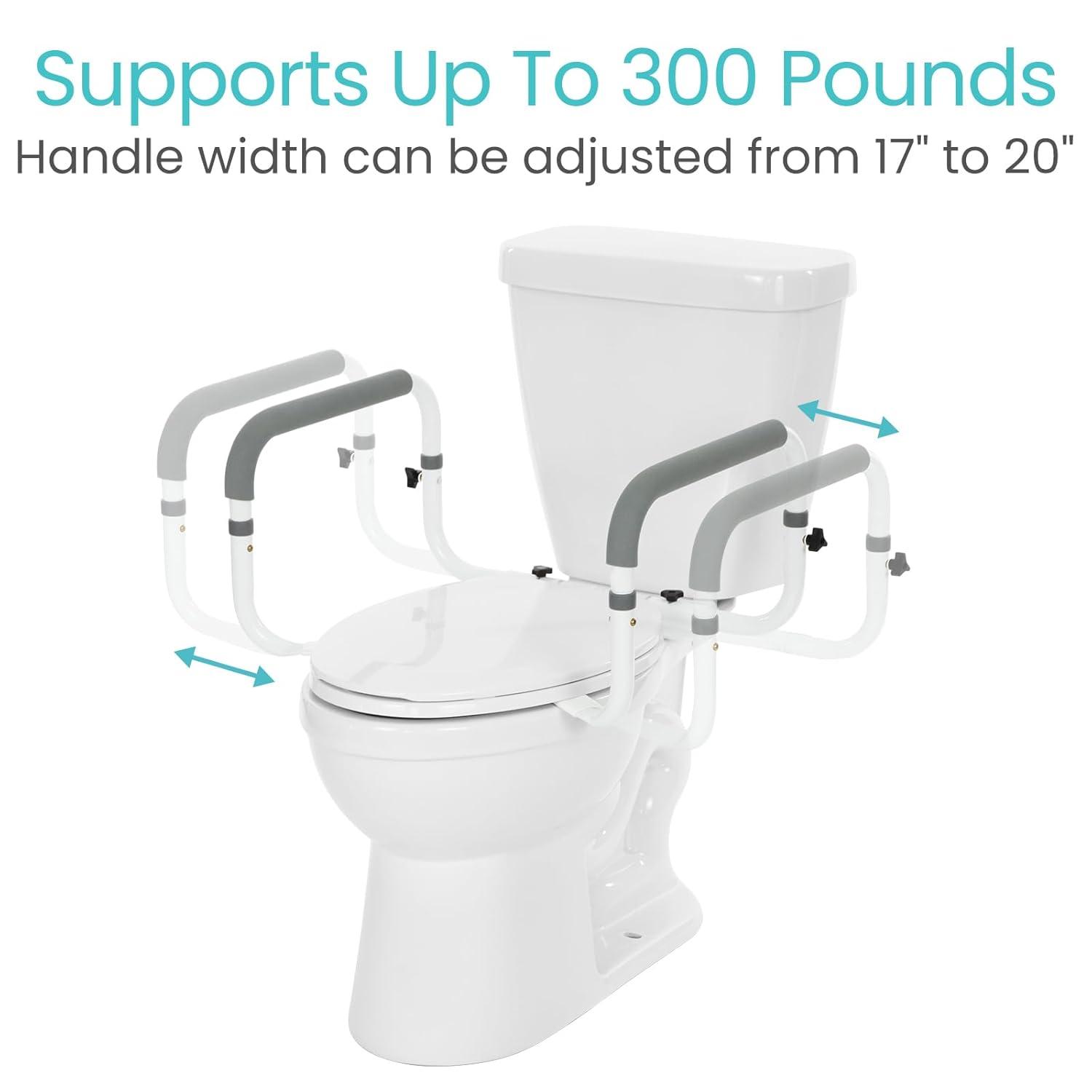 Vive Adjustable Compact Toilet Rail - Adjustable Grab Bar, Compact Support Frame with Handrail for Bathroom Toilet Seat, Weight Capacity 300lbs