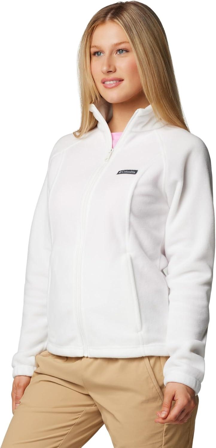 3XL White Fleece Polyester Casual Zip Jacket