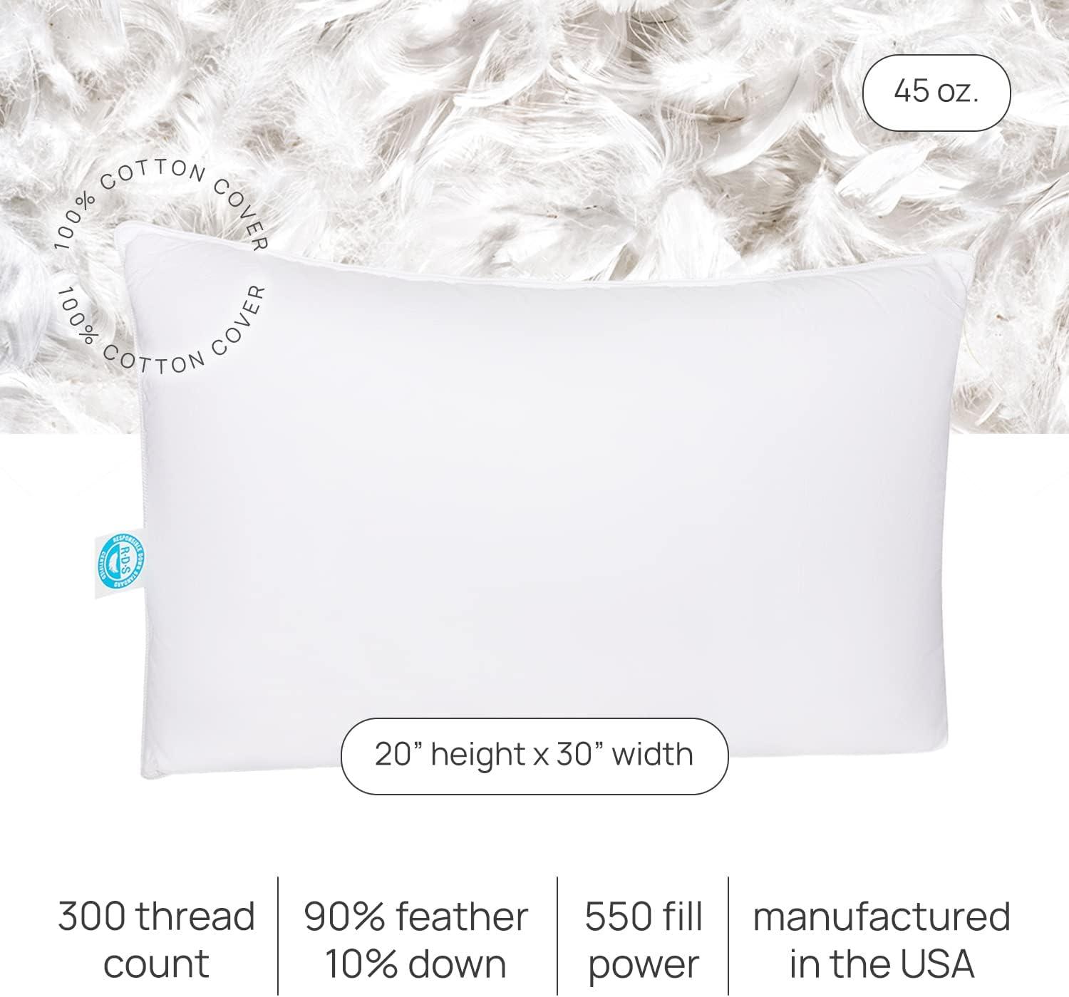 East Coast Bedding 10/90 Pure Dream Firm Goose Down Feather Pillow, Set of 2