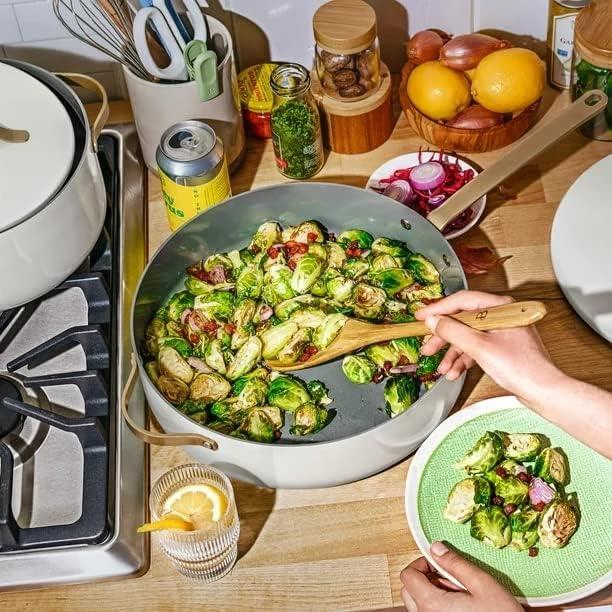 Beautiful 5.5 Quart Ceramic Non-Stick Sauté Pan, White Icing by Drew Barrymore