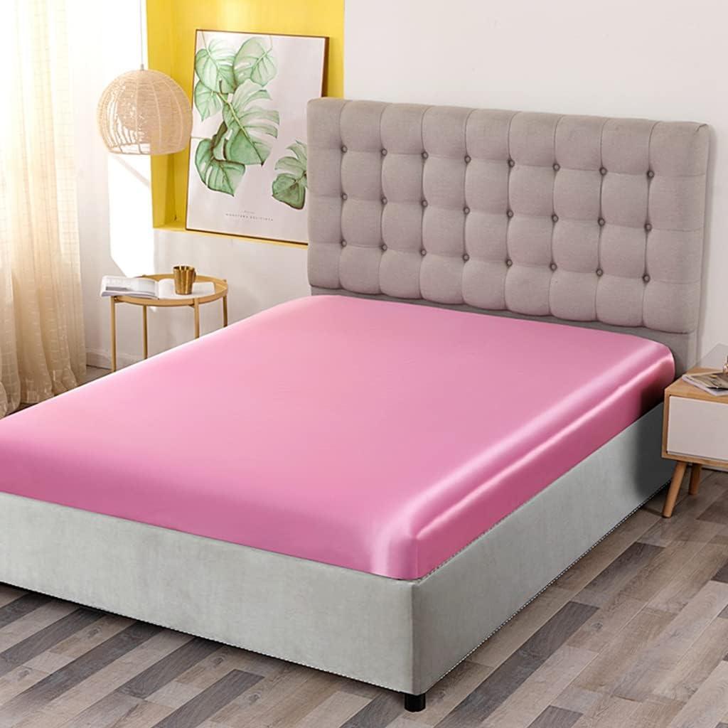 Homiest 4pcs Satin Sheets Set Luxury Silky Satin Bedding Set with Deep Pocket, 1 Fitted Sheet + 1 Flat Sheet + 2 Pillowcases (Queen Size, Blush Pink)