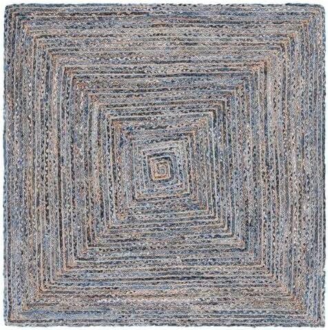 SAFAVIEH Cape Cod Miah Geometric Area Rug, Blue/Natural, 6' x 6' Square