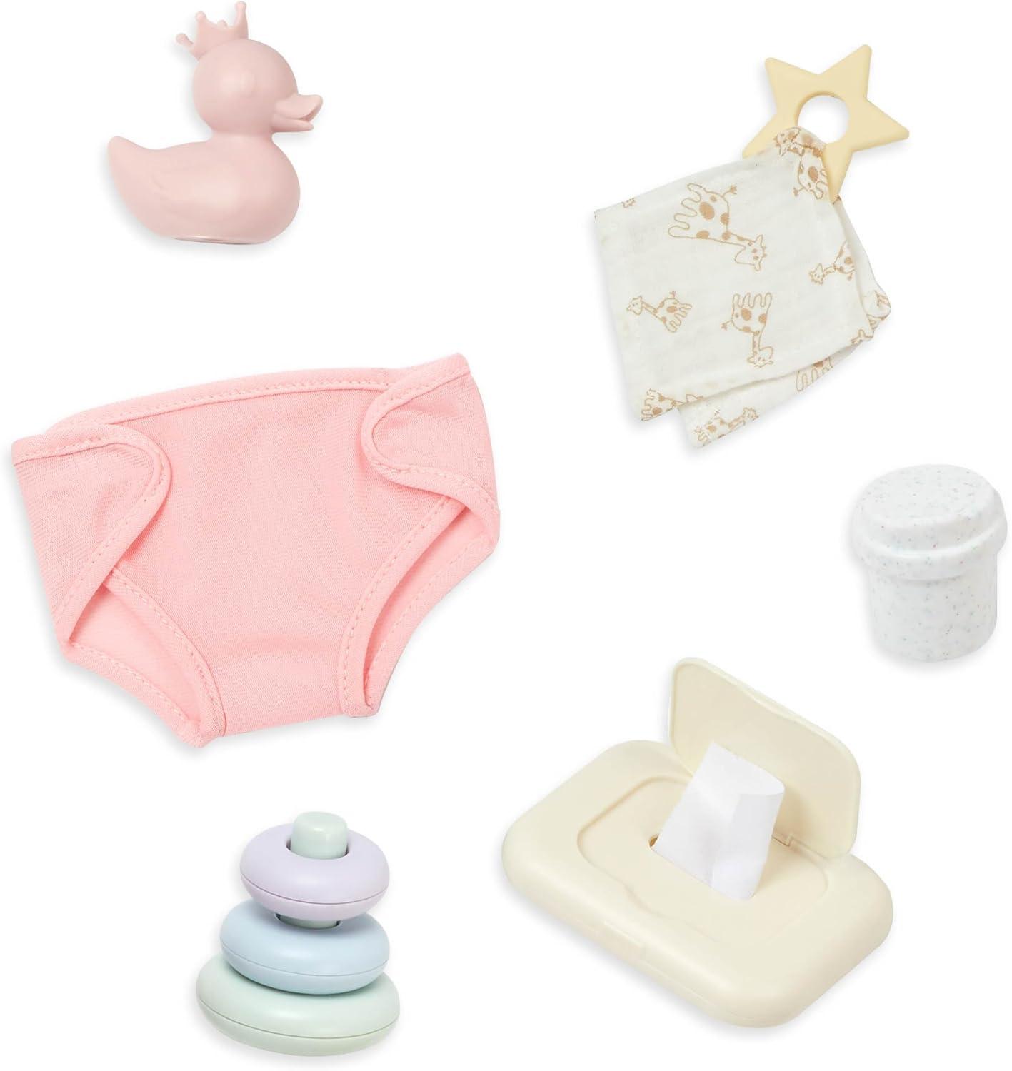 LullaBaby 14" Baby Doll & Double Stroller Accessory Set - Pink & Golden Stars