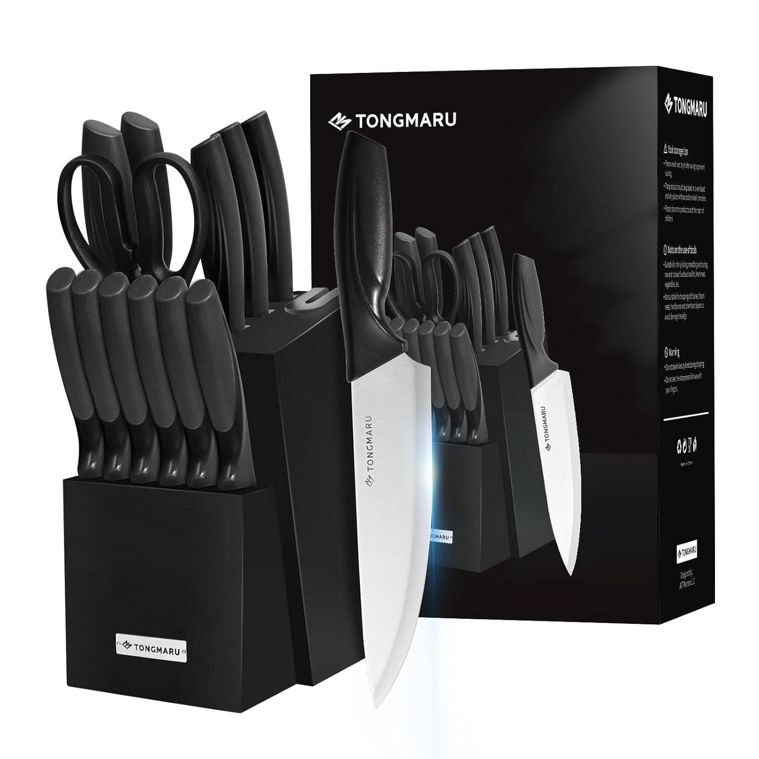 Zulay Kitchen Zulay Kitchen Premium 15-Piece Knife Set with Natural Wood Block and Built-in Sharpener