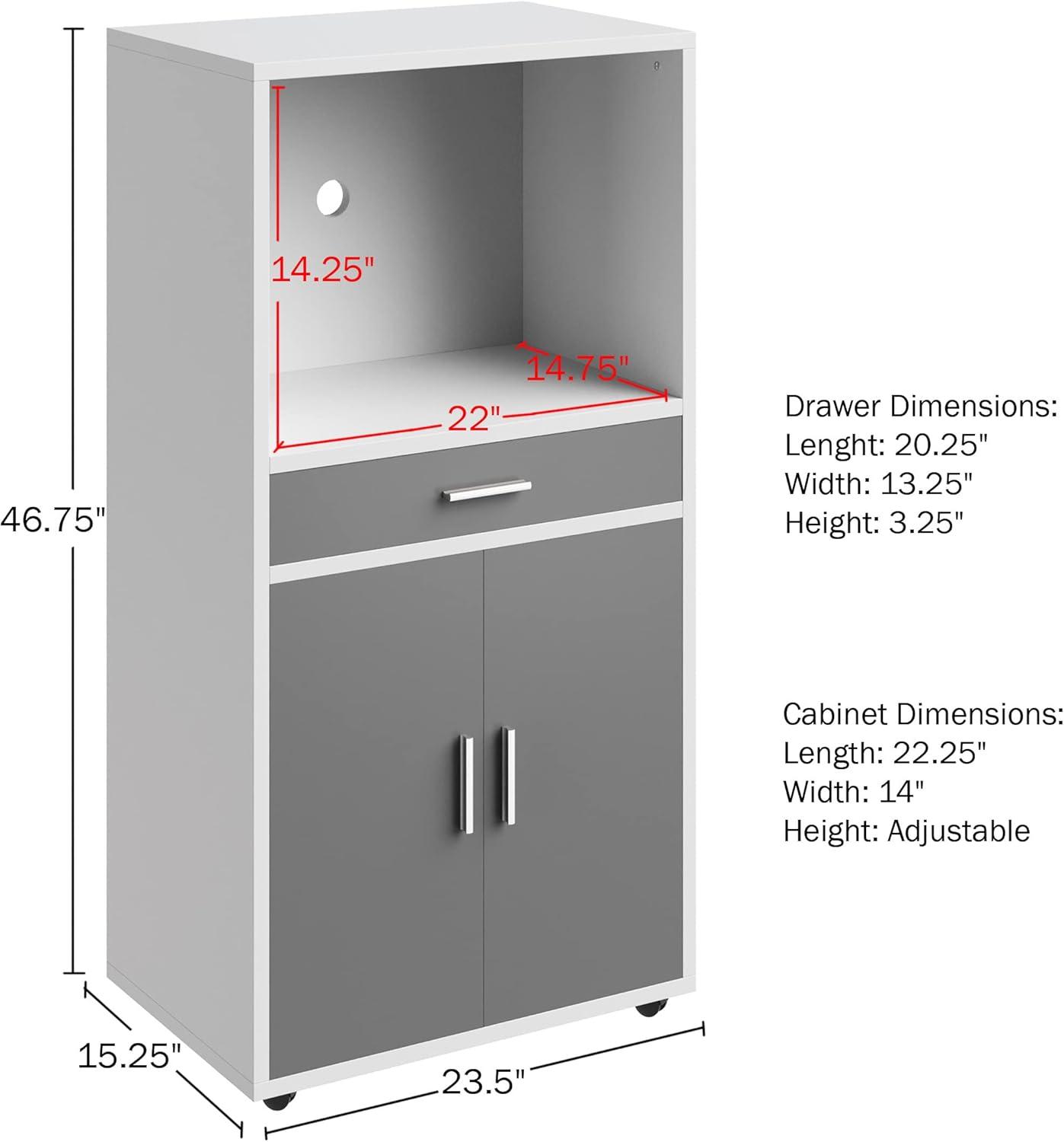 Lavish Home Microwave Stand with Storage – Rolling Cabinet