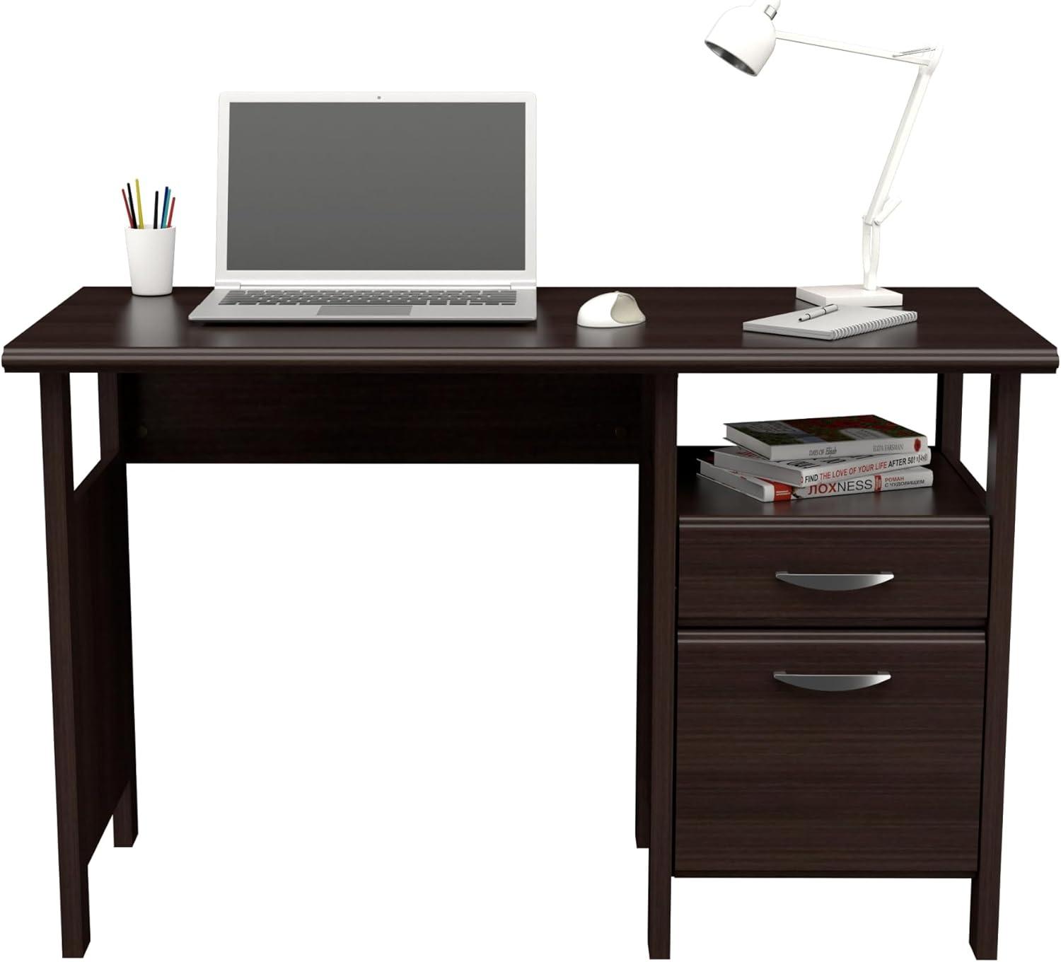 Inval 1-Drawer Writing Desk with Cabinet in Espresso