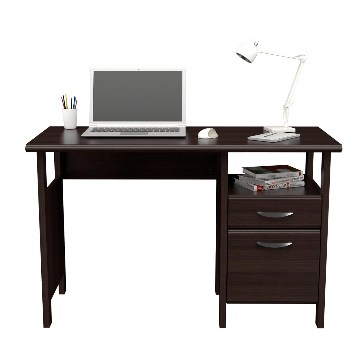 Inval 1-Drawer Writing Desk with Cabinet in Espresso
