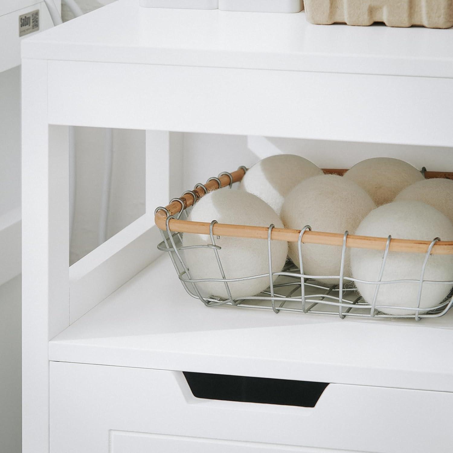 White MDF Tilt-Out Laundry Hamper with Removable Basket