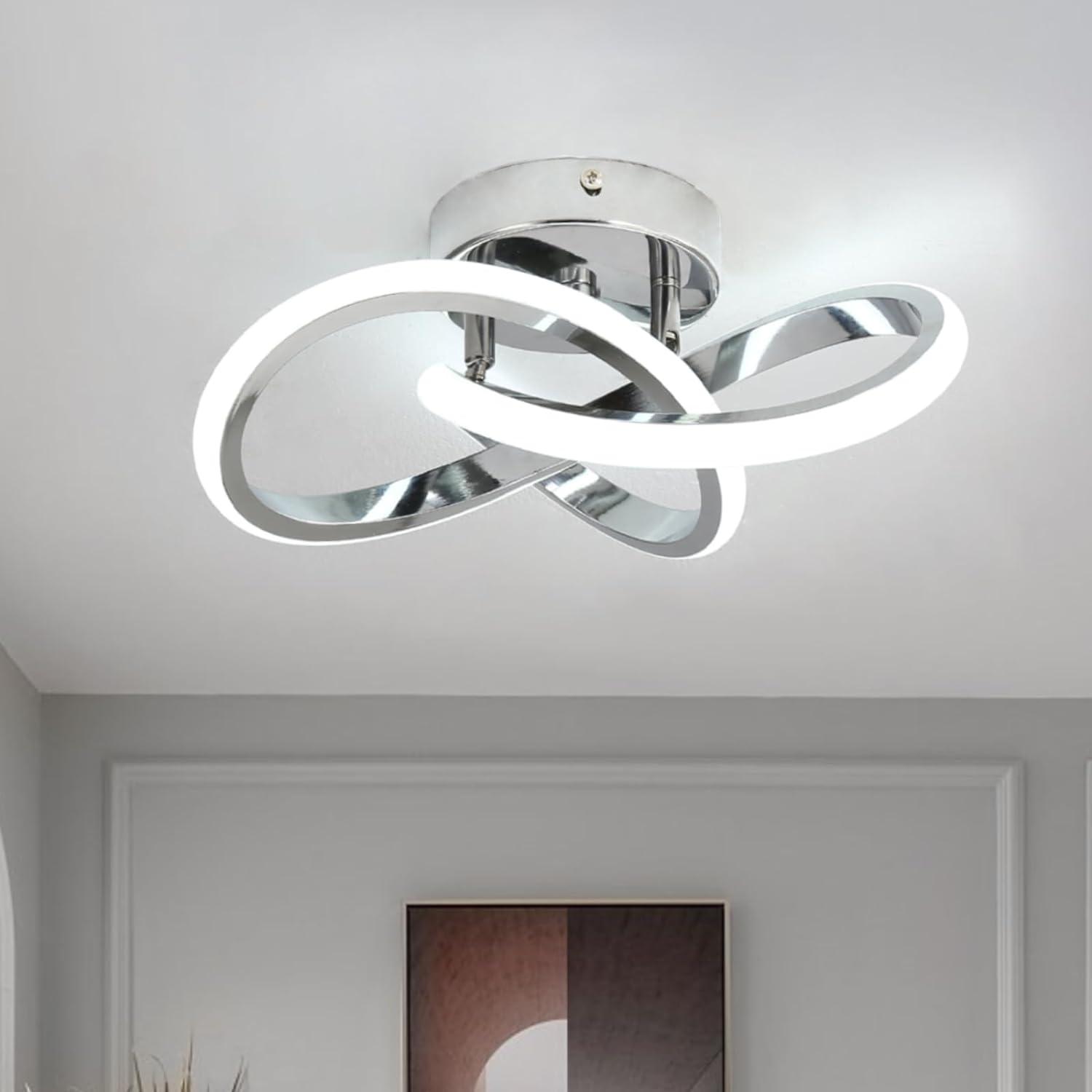 Hallway Light Acrylic Modern LED Ceiling Light Fixtures Cool White 6000K Close to Ceiling Lights for Bedroom Bathroom Kitchen Balcony Corridor Stair Aisle Curved Creative Design Celing lamp