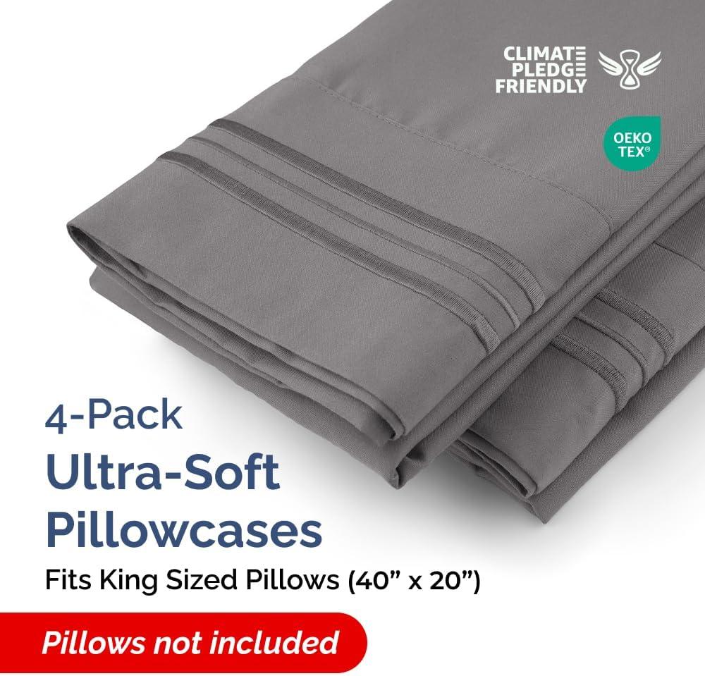 CGK Linens Soft Double Brushed Soft & Cooling Pillowcase - Set of 4