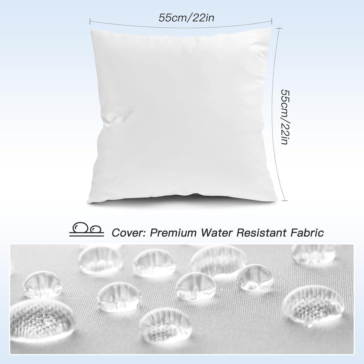 22x22 White Waterproof Outdoor Square Pillow Set