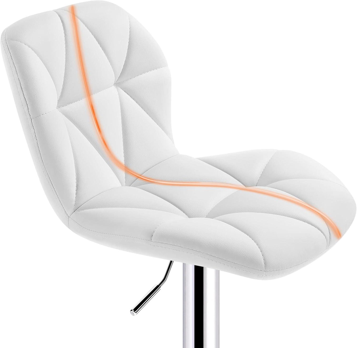 Yaheetech Barstools Set of 2, PU Leather Counter Stools Bar Chairs with Backrest, Height Adjustable Swivel Tall Chairs for Home Bar Kitchen Island, White