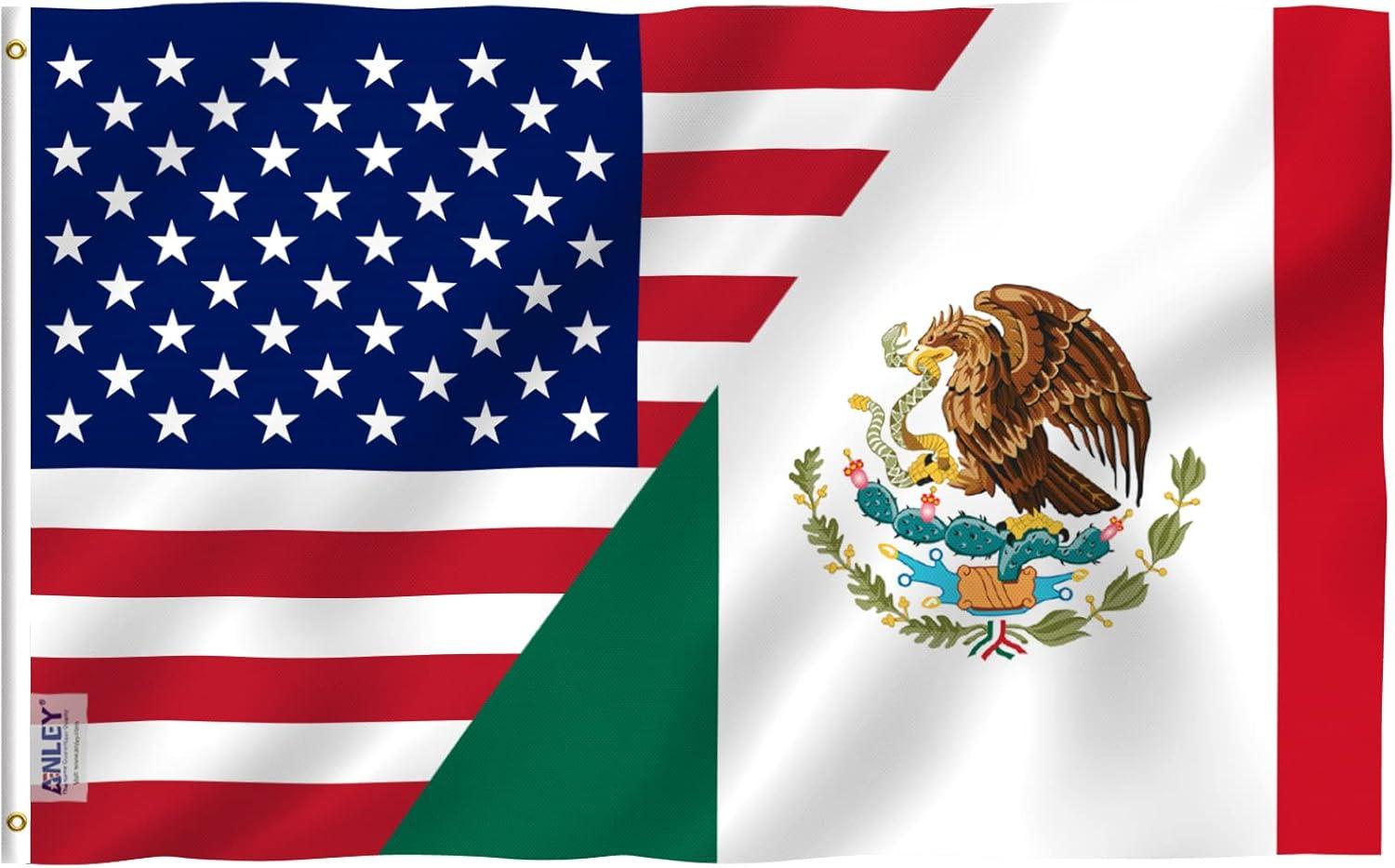 3x5 Ft America Mexico Friendship Flag with Brass Grommets