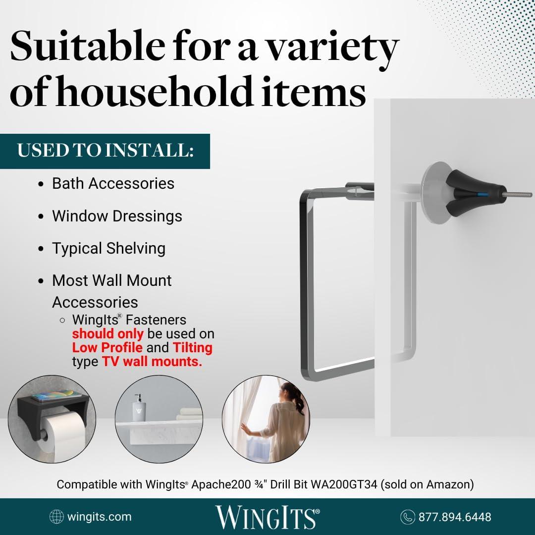 Heavy Duty Black Winged Wall Anchor with Stainless Steel Screw