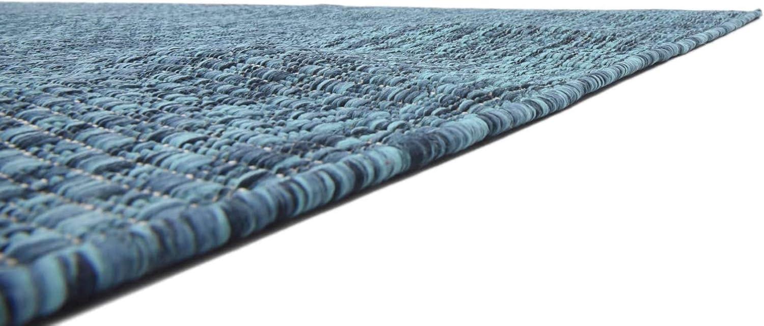 Teal Navy Blue 8' x 11' 4" Synthetic Outdoor Rectangular Rug