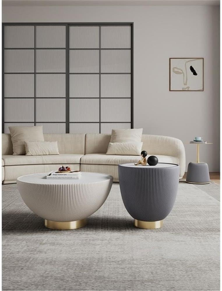 Manhattan Comfort 3pc Anderson Leatherette Upholstered Coffee Table and End Table Set Cream/Gray