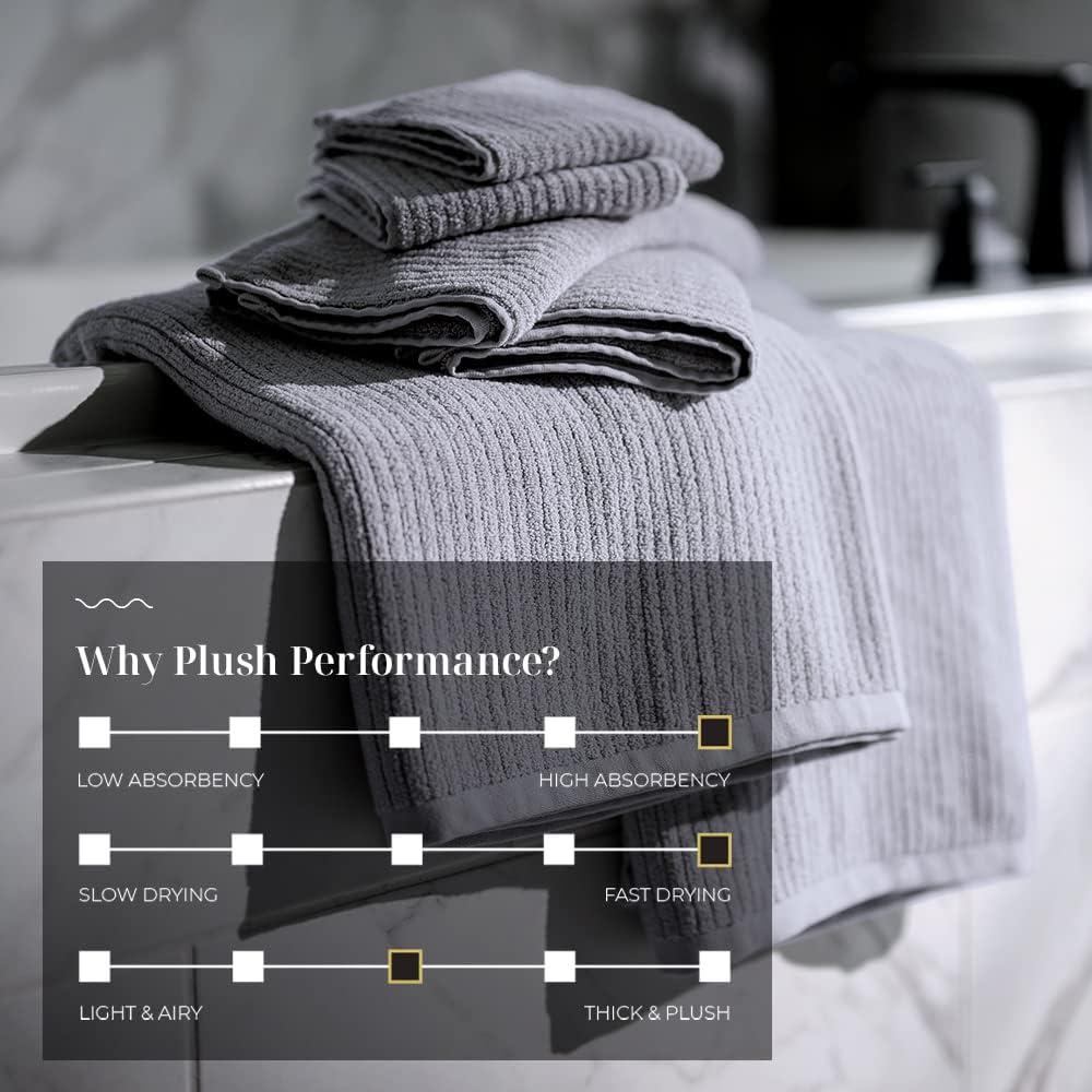 Pebble Gray 6-Piece Cotton Microfiber Bath Towel Set