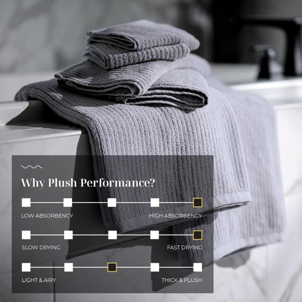 Pebble Gray 6-Piece Cotton Microfiber Bath Towel Set