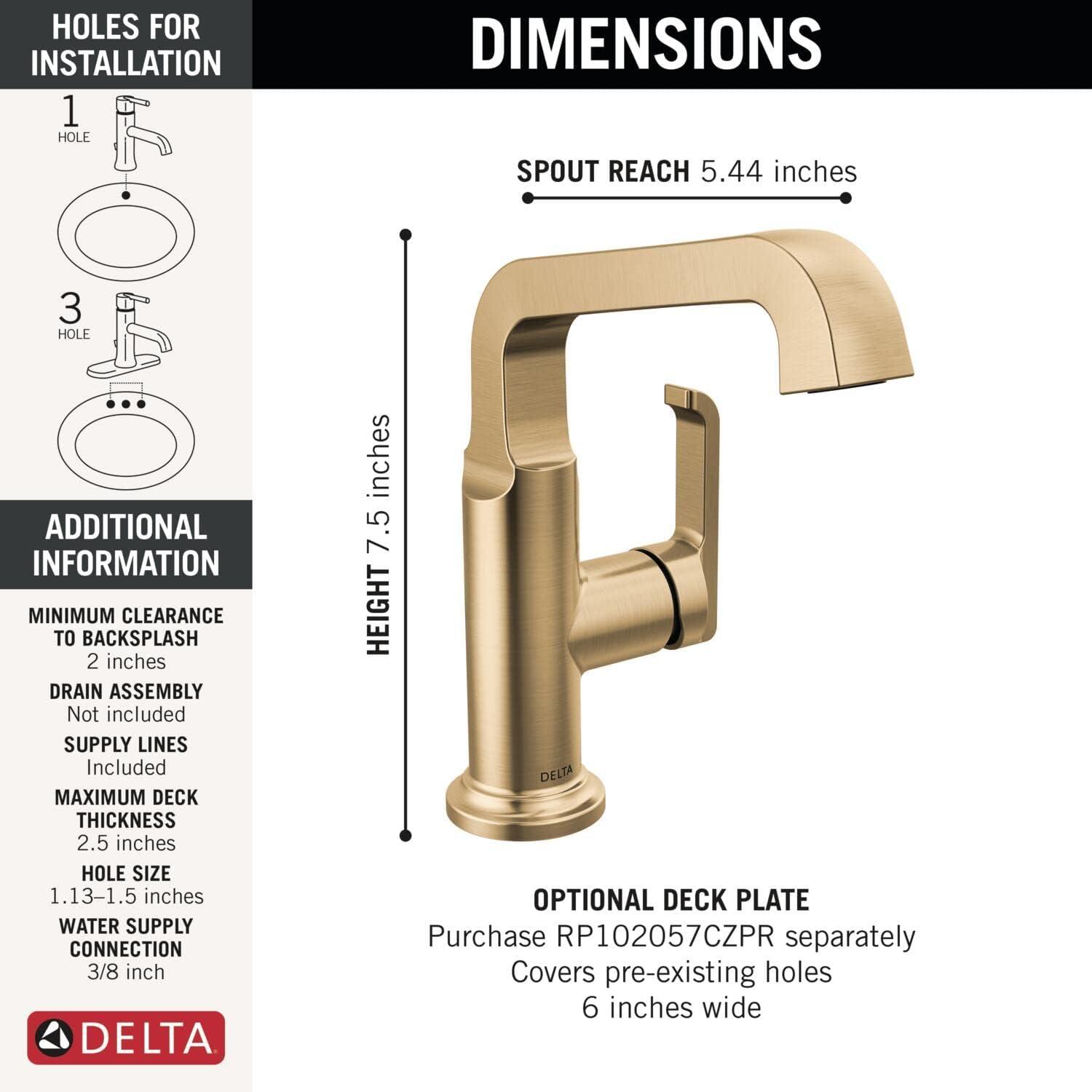 Champagne Bronze Tetra Single Hole Bathroom Faucet with Drain Assembly