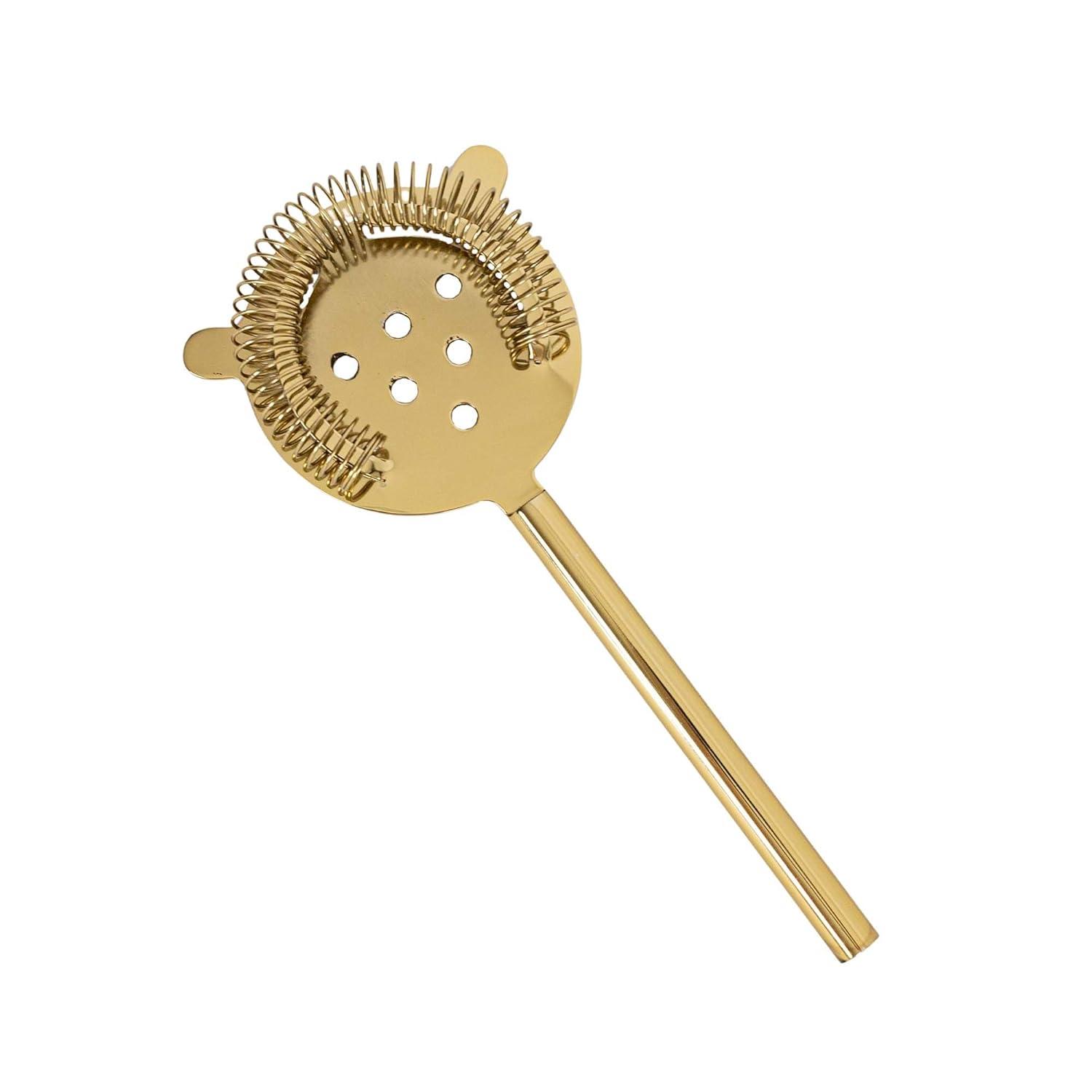 Elegant Brass 4-Piece Bar Tool Set with Strainer and Jigger