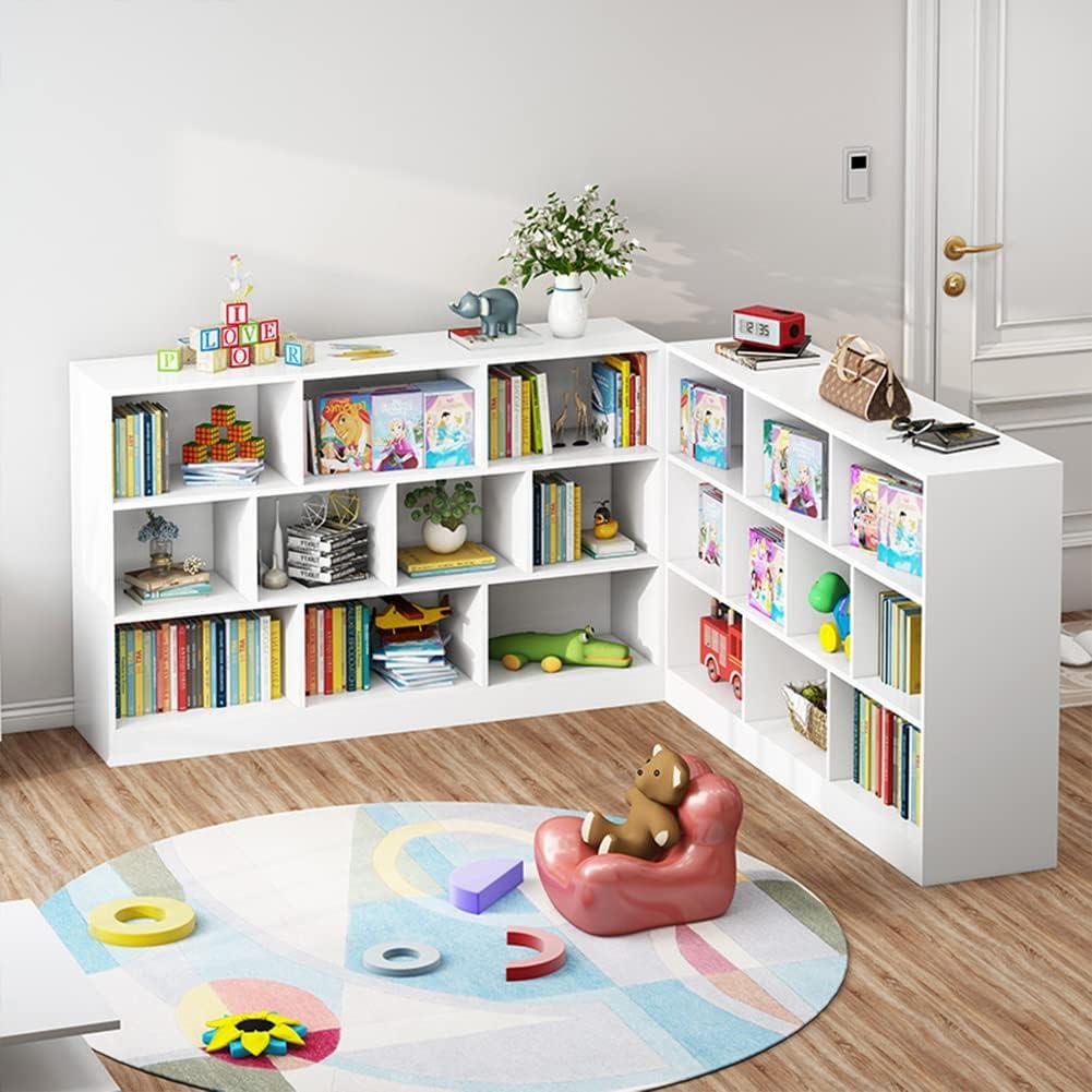 Pear Yellow Wooden 3-Tier Bookcase with 5 Cubes