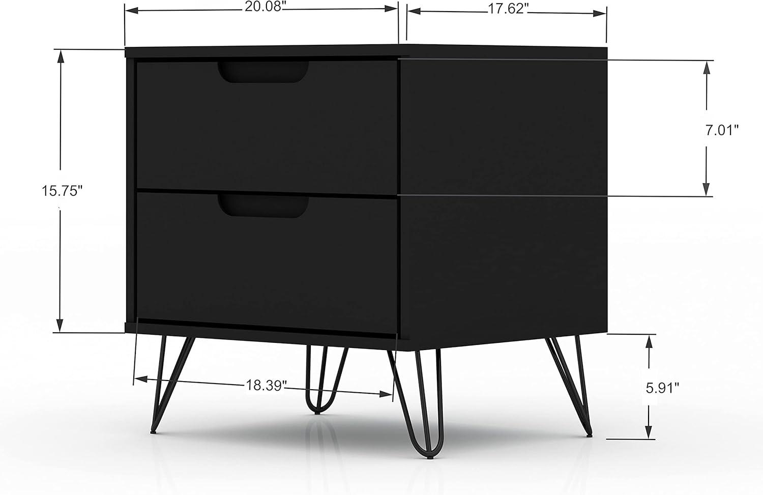 Set of 2 Rockefeller 2 Drawer Nightstands - Manhattan Comfort