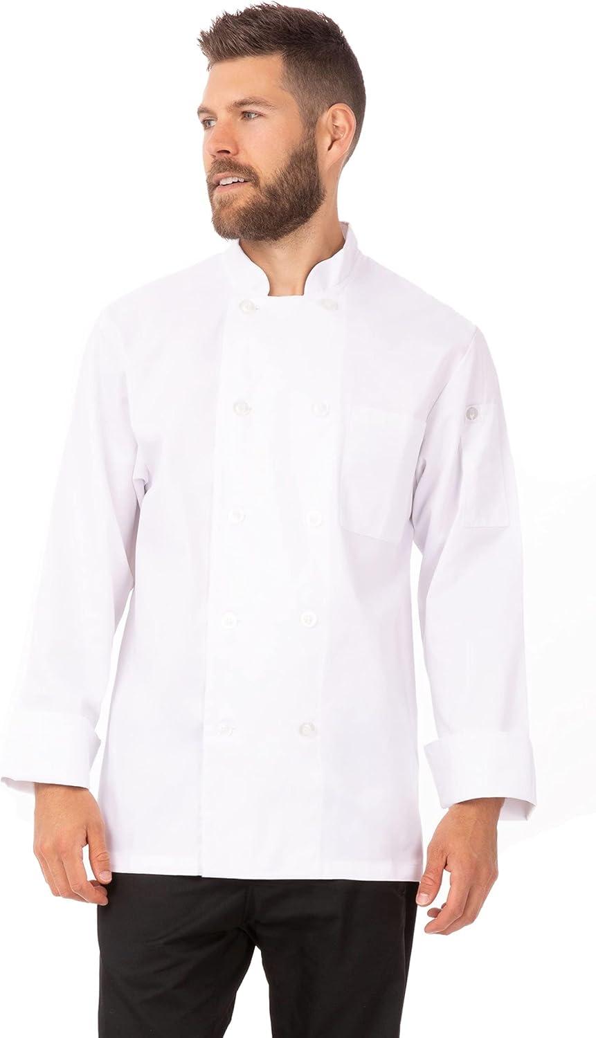 Men's White Long Sleeve Double-Breasted Chef Coat