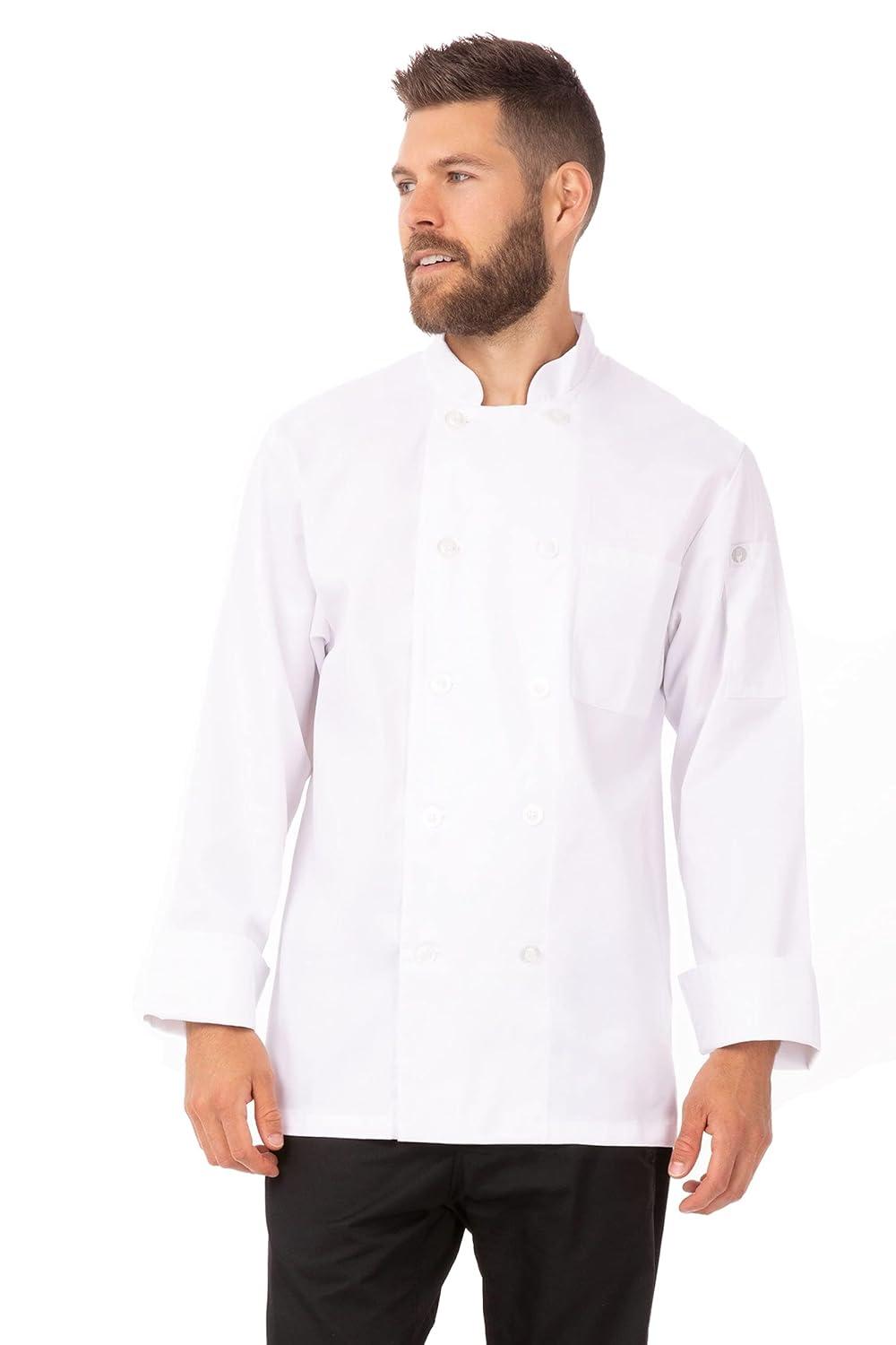 Men's White Long Sleeve Double-Breasted Chef Coat