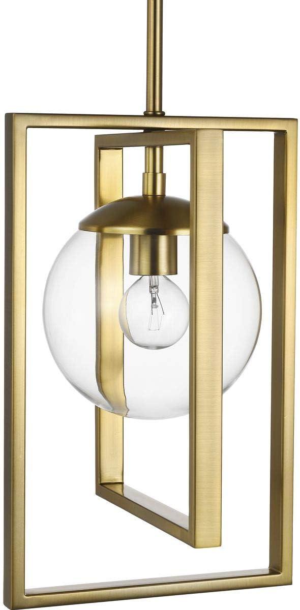 Progress Lighting Atwell 1-Light Pendant, Brushed Bronze, Clear Globe Shade