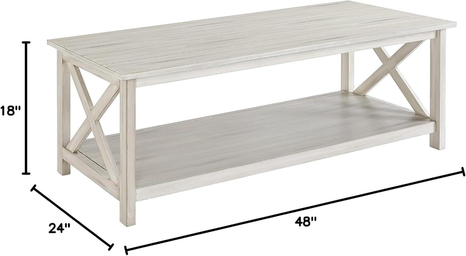 Jamestown Coffee Table White - Boraam: Farmhouse Style, MDF & Solid Wood, 90 Day Warranty