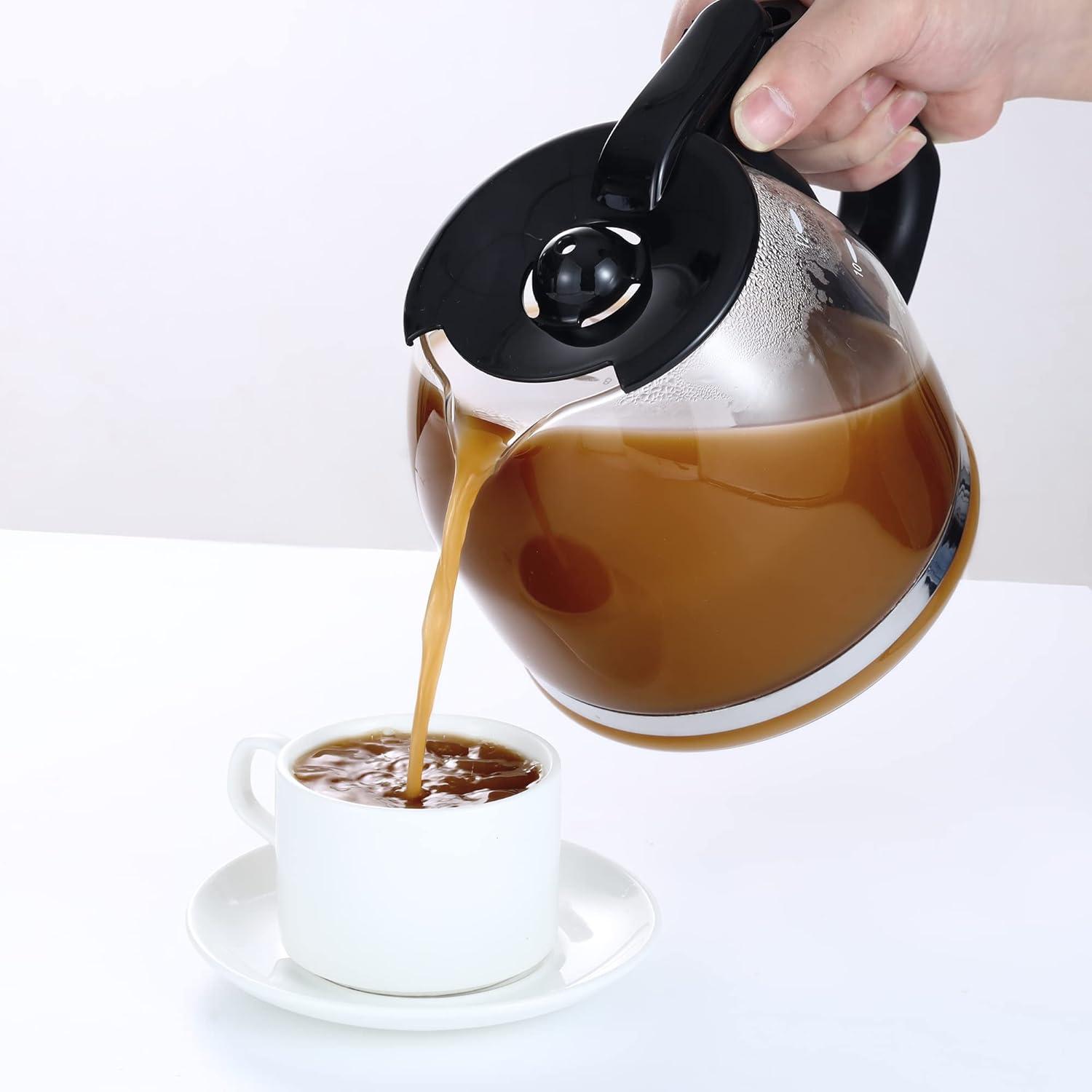 12-Cup Glass Replacement Carafe for Mr. Coffee Model #SK12, SK13, EHX23, JWX31, SJX23, SJX39 (Black, Replaces PLD12-RB)