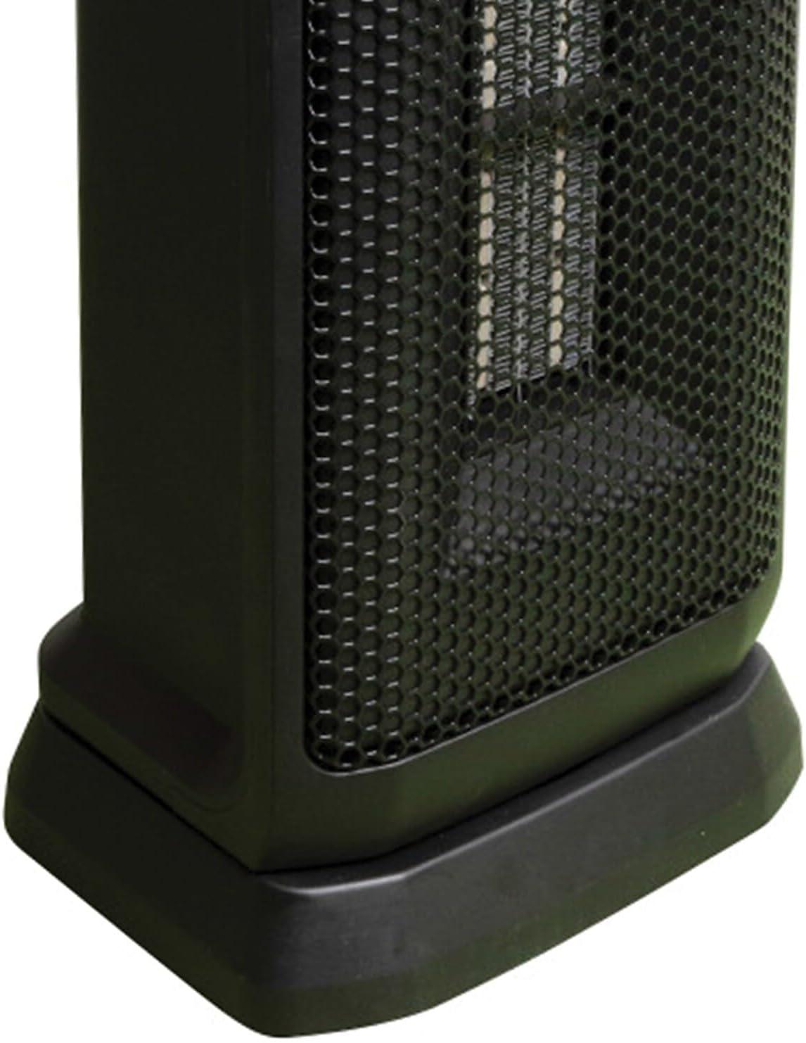 Black Ceramic Electric Tower Heater with Thermostat and Automatic Shut-off