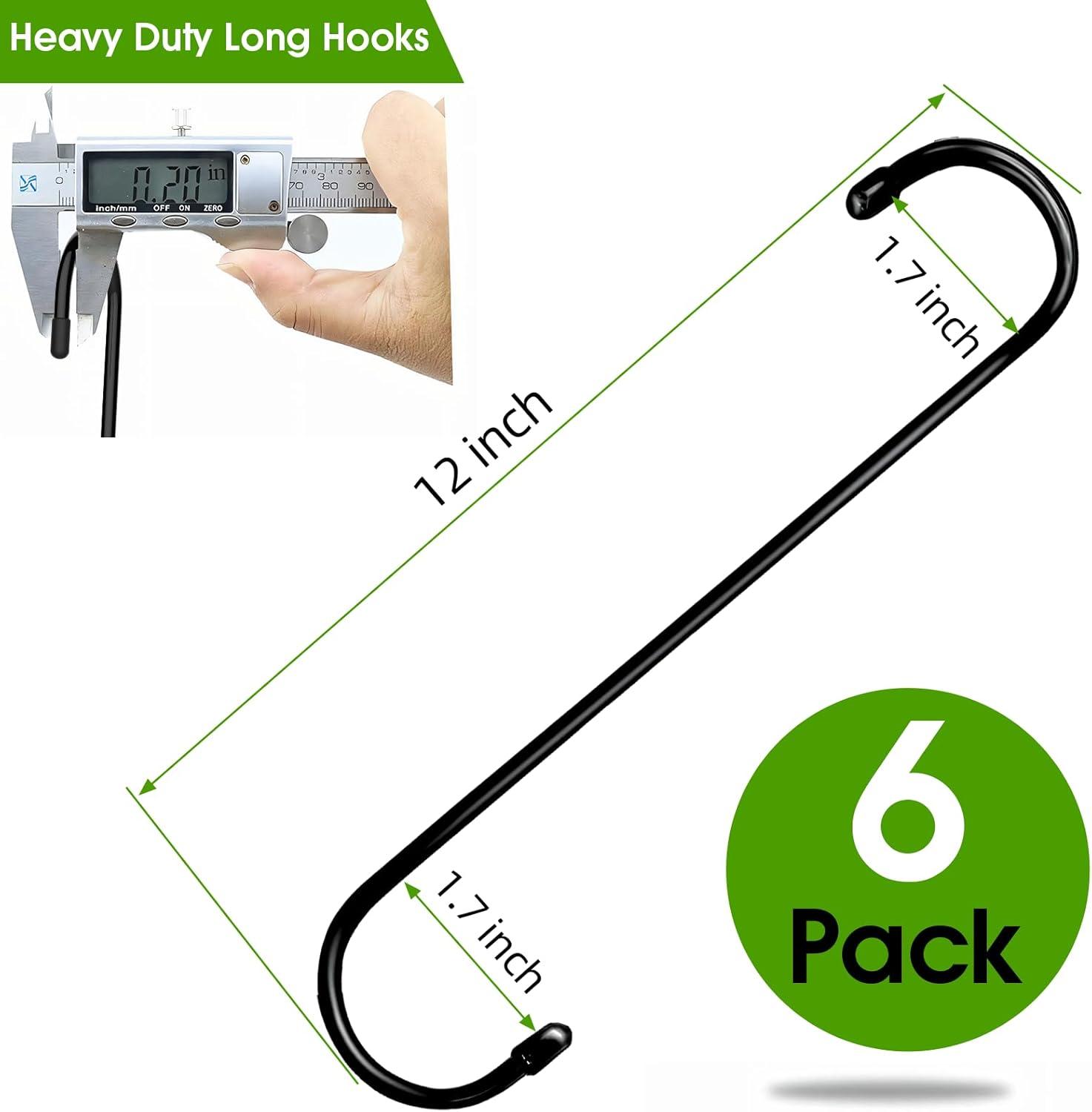 Walmart Unmarked Deals,6 Pack 12 inch Extra Large S Hooks Black Heavy Duty Long S Hooks for Hanging Plant Extension Hooks for Kitchenware,Utens