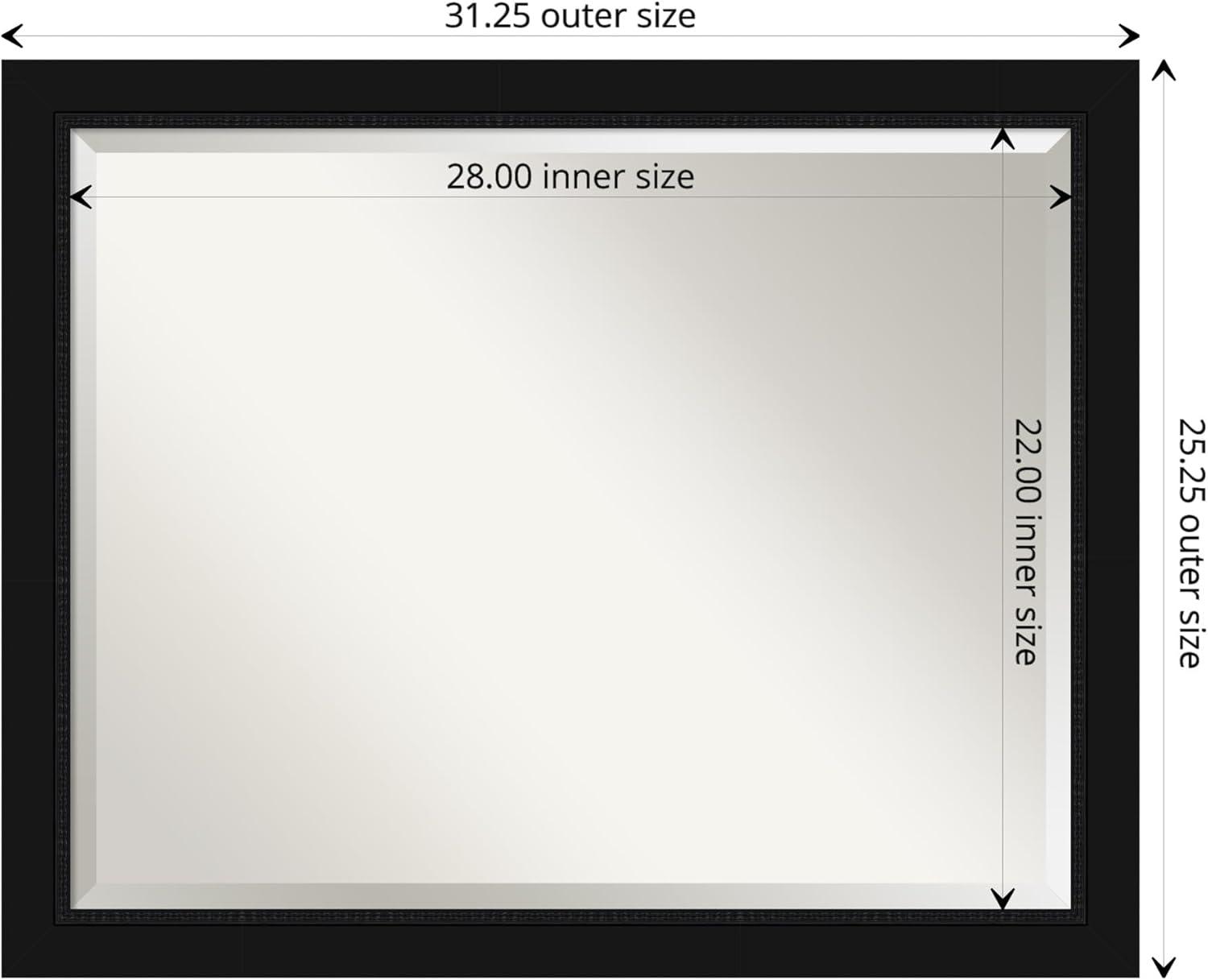 Amanti Art 31" x 25" Avon Framed Bathroom Vanity Wall Mirror Black: Modern Rectangular, Satin Finish, No Assembly Required