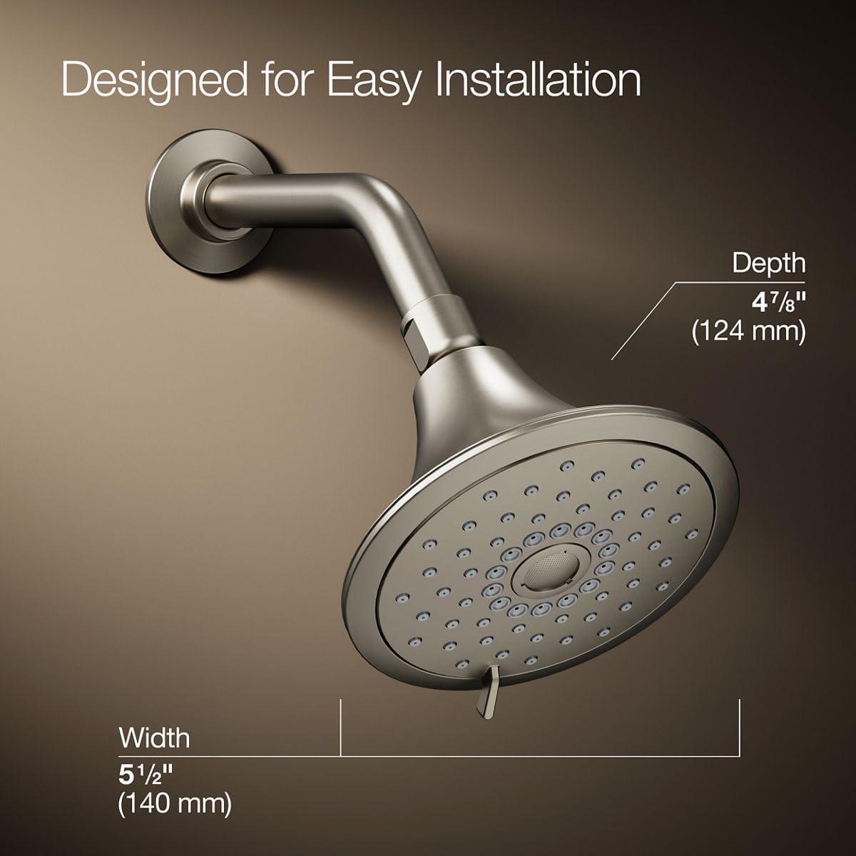 Kohler Forte 1.75 gpm Multifunction Wall Mount Showerhead, Three Spray Settings, 5.5" High Pressure Spray Head