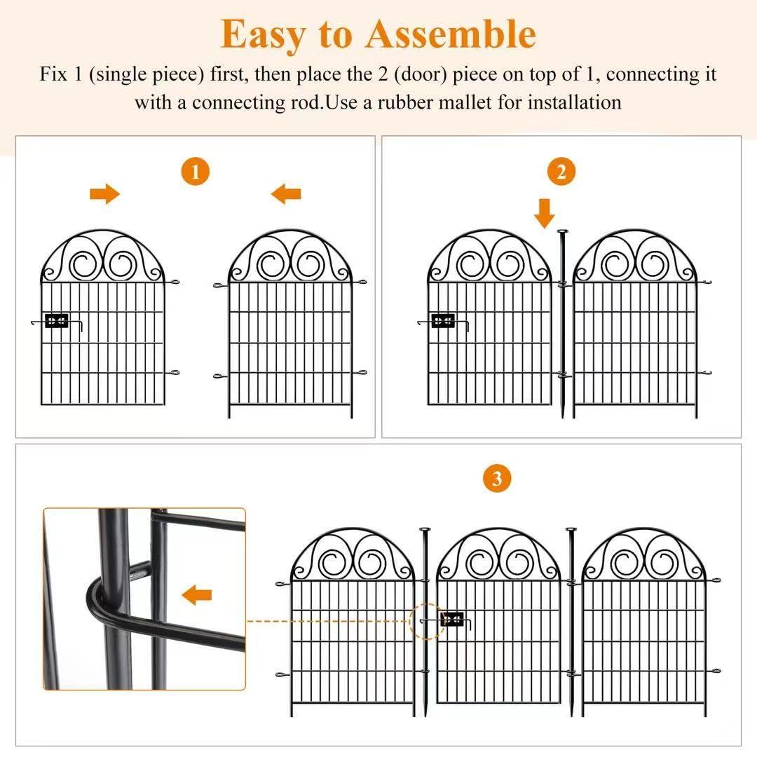 Tall Garden Fence Animal Barrier with Gate, 32 in(H) 16 Panels Garden Fences and Borders for Dogs, Dog Fence Outdoor for Yard, Total Length 35 Ft Metal Temporary Fencing│Patented