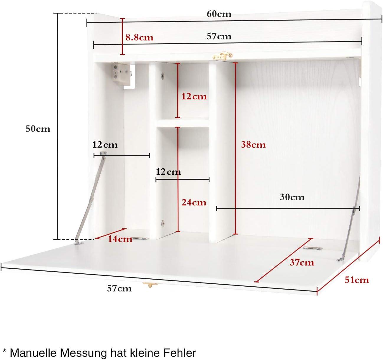 White Wall Mounted Foldable Desk with Storage Compartments