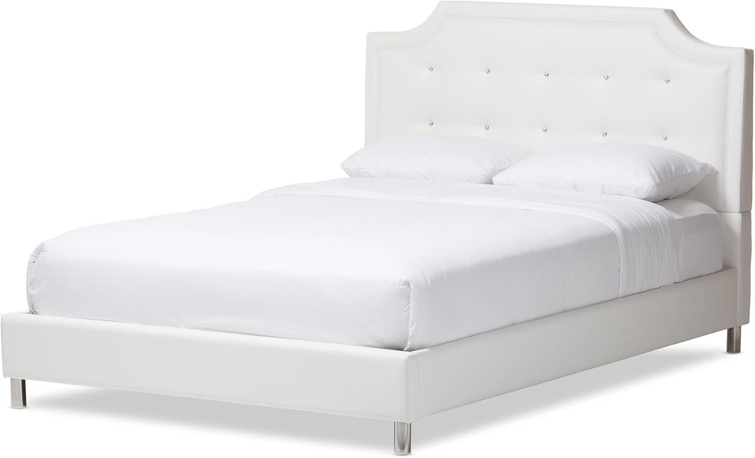 Full Adult Bed 80"x28"x8" White - Baxton Studio: Contemporary Platform Design, Faux Leather