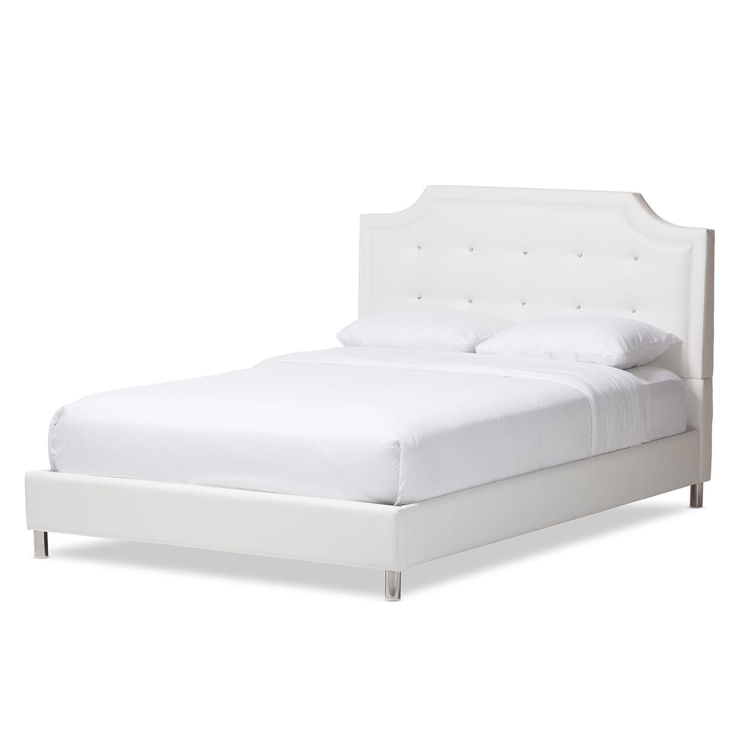 Full Adult Bed 80"x28"x8" White - Baxton Studio: Contemporary Platform Design, Faux Leather